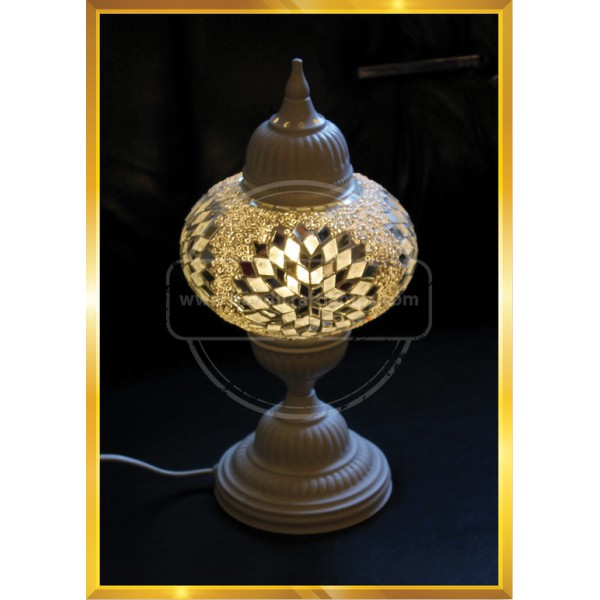 Handmade Turkish Moroccan Mosaic Glass Table Desk Bedside Lamp Light White HND HANDICRAFT
